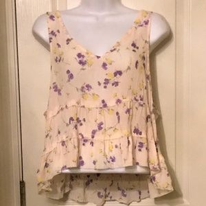 NWOT FREE PEOPLE Floral Frayed Edge Top